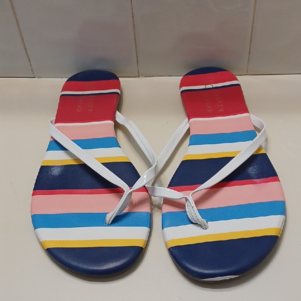 L.C Lauren Conrad Colorful Striped  Flip Flops Sandals 7.5 M
